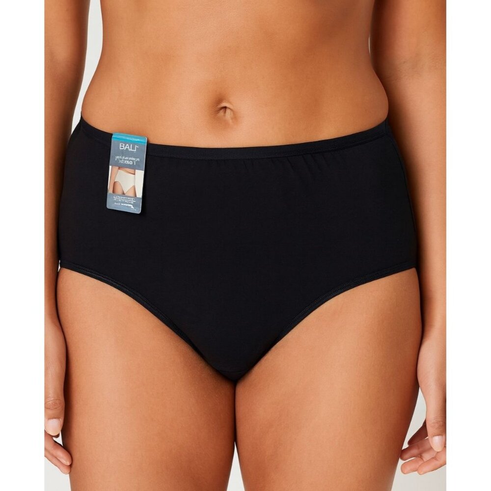 Bali  Size 2XL Full-Cut-Fit Black Briefs Cotton/Spandex Undergarments